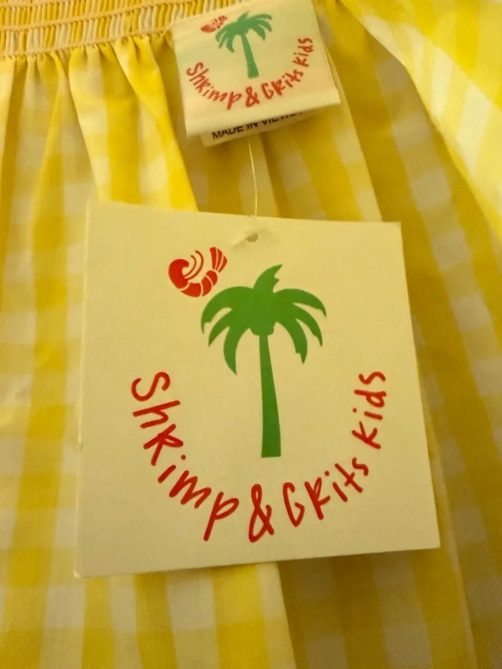 Yellow Gingham Smocked Girls' Skirt